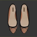 Coral Peach Flat Shoes With Round Toe Black Bow Orange Lining White Polka Dot Insole