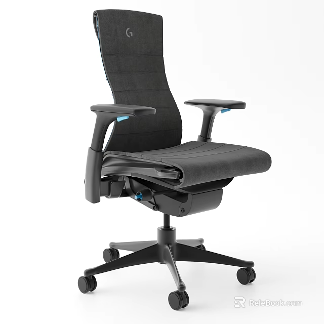 Ergonomic Office Chair With Adjustable Arms Lumbar Support Wheeled Base And Gray Fabric Upholstery 3d model 