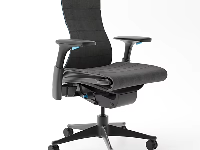 Ergonomic Office Chair With Adjustable Arms Lumbar Support Wheeled Base And Gray Fabric Upholstery 3d model