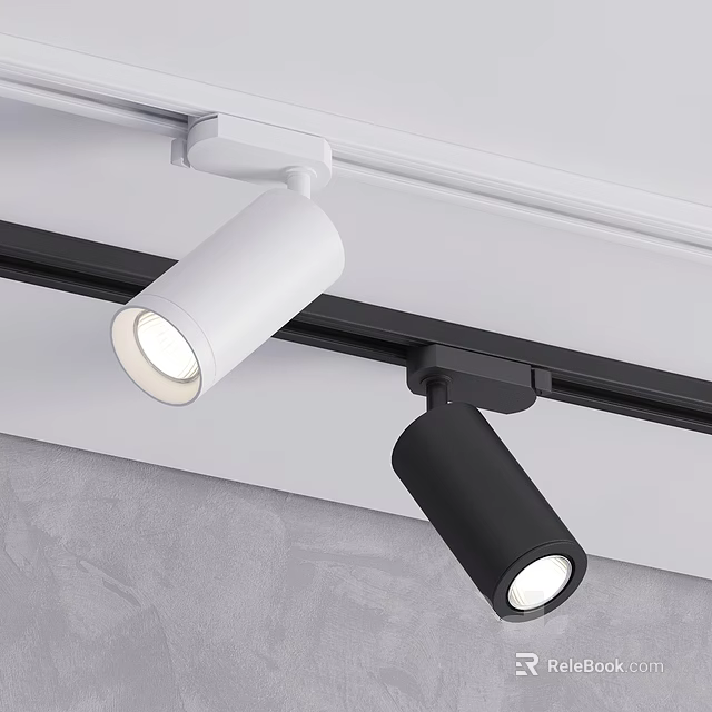 Modern White And Black Track Spotlights For Ceiling Indoor Lighting Fixtures 3d model 