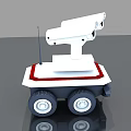 White Robot Car With Security Camera Red Trim Antenna And Wheels 3d model