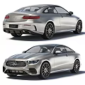 Silver Mercedes Benz Coupe Rear And Front Views