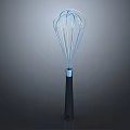 Modern Stainless Steel Whisk With Blue Wires And Black Handle Design
