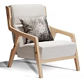 Modern Accent Chairs With Wooden Frame Light Dark Gray Upholstered Seats And Accent Pillows
