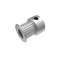 Silver Metal Timing Pulley With Grooved Surface Central Hole And Side Hole