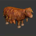Fluffy Orange Cow Like Game Movie Character With Long Hair And Tassel
