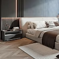Modern Bedroom Interior Design With Dark Walls Light Bed Curtains And Area Rug