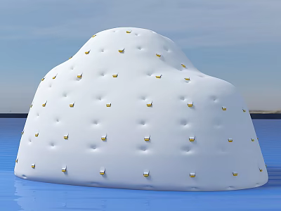 White Cloud Shaped Doll With Small Golden Dots On Blue Water And Sky Background 3d model