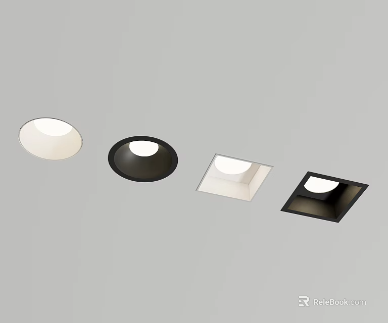 Modern Downlights Spotlights With Black White Round Square Design For Home Interior 3d model 
