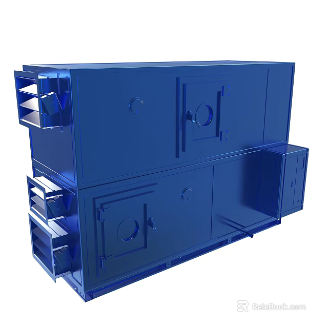 Blue Industrial Metal Equipment With Double Layer Structure Vents And Doors 3d model 