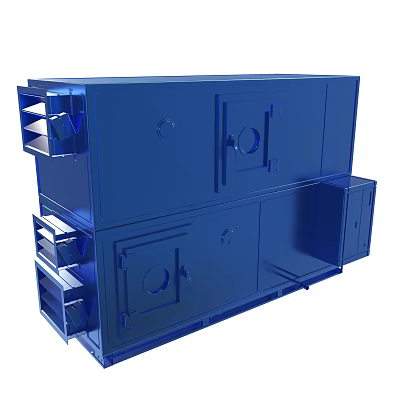 Blue Industrial Metal Equipment With Double Layer Structure Vents And Doors 3d model
