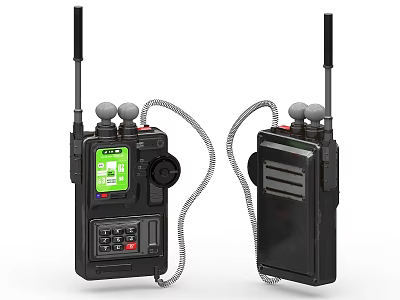 Digital Walkie Talkies with Black Display Screen Antennas and Control Buttons 3d model