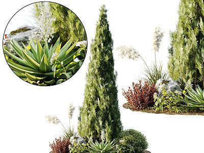 Modern shrubs and flowers 3d model