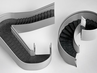 modern revolving stair indoor stair handrail stair 3d model