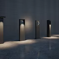 Modern Outdoor Pillar Lights With Soft Illumination Against Gray Wall Background