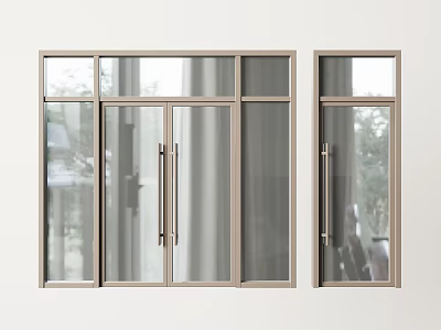 Modern Glass Double Doors with Metal Frame and Transparent Panels Design 3d model
