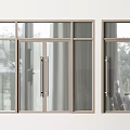 Modern Glass Double Doors with Metal Frame and Transparent Panels Design