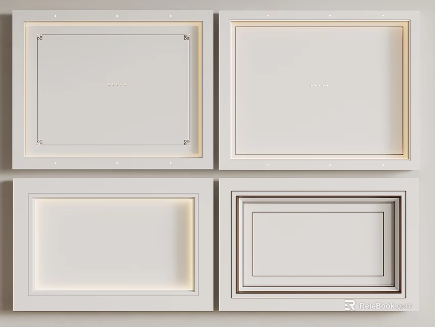 Modern Ceiling Design Options with Different Styles and Lighting Features 3d model 