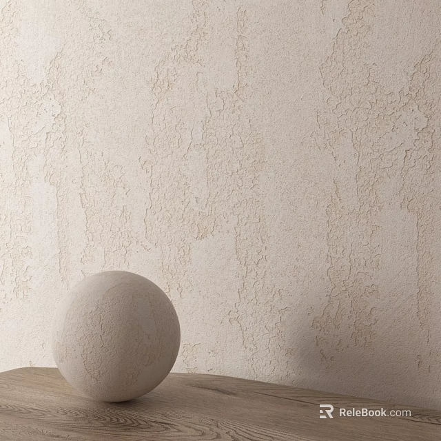 Beige Textured Wall Components With Round Object On Wooden Table 3d model 