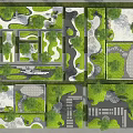Diverse Garden Features Layouts With Greenery Paths Water Elements And Paving 3d model