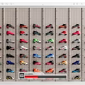 Array of Colorful Shoes Hanging on Wall Display with Diverse Styles