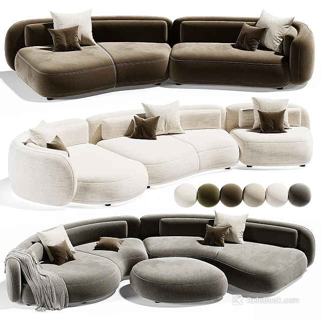 Modern Two Seater Sofa with Plush Cushions and Multiple Color Options For Living Room 3d model 