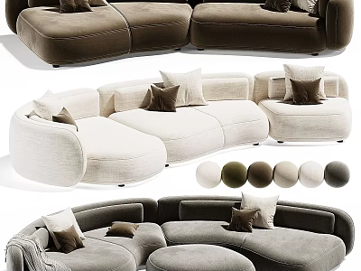 Modern Two Seater Sofa with Plush Cushions and Multiple Color Options For Living Room 3d model