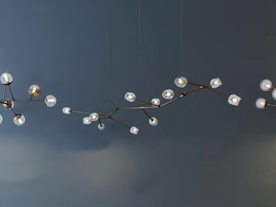 Modern Elegant Branch like Chandelier with Glass Balls and Metal Frame on Deep Blue Background 3d model
