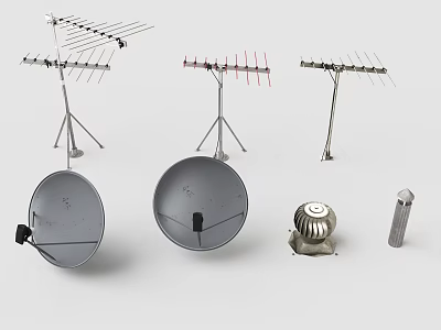 TV Antennas Satellite Dishes And Antenna Accessories With Stands For Signal Reception 3d model