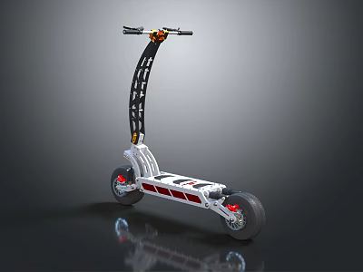 Modern Electric Motorcycle Featuring Sleek Black Frame White Body And Red Wheels 3d model
