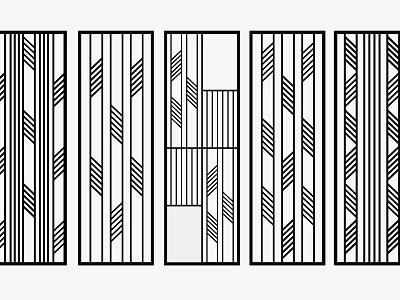 Decorative Partition Design With Vertical Stripes And Geometric Patterns For Interior 3d model