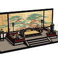 Traditional Chinese Hall Interior With Classic Screen Throne And Ornate Lanterns