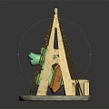 Cartoon Dinosaur Themed Children's Furniture With Green Body Golden Crown And Round Base