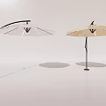 Outdoor Patio Umbrellas with White and Beige Canopies and Black Frames