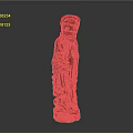 Red Wooden Classical Figure Sculpture With Intricate Handcrafted Carving Details