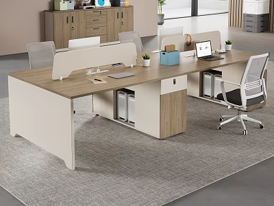 Modern Public Office Interior With Workstations Divider Panels Laptop Potted Plants And Ergonomic Chairs 3d model