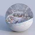 Winter Themed Decorative Ornament Set With Crystal Ball Snow Scene Small Houses And Trees