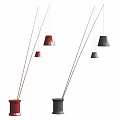 Sleek Modern Floor Lamps With Red And Gray Bases And Cone Shaped Shades