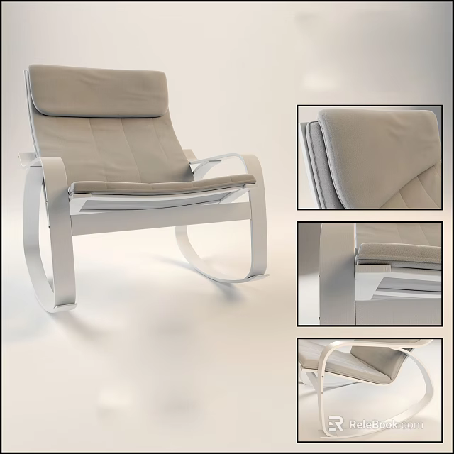 Modern Leisure Chair With Light Upholstery Curved Metal Frame And Comfortable Design 3d model 