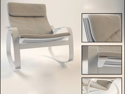 Modern Leisure Chair With Light Upholstery Curved Metal Frame And Comfortable Design 3d model