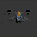 Futuristic Cosmic Spaceship Design Featuring Blue Gray Wings Engines And Yellow Accents