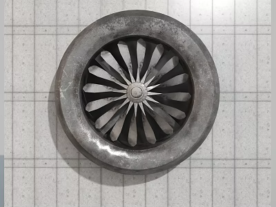 Industrial Equipment Metal Turbine Blade Featuring Radial Fan Structure on Grid Background 3d model