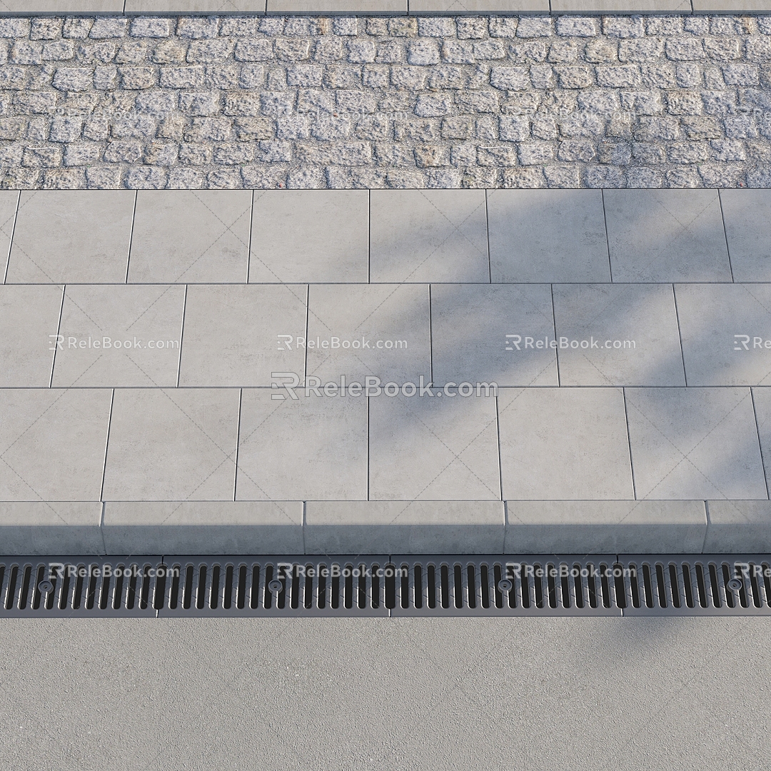 Sidewalk Road Road Sidewalk Pavement Facilities Ground Square Street 3d model