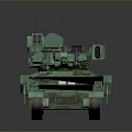 Green Camouflage Military Tank with Antennas Equipment and White Cross Markings