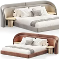 Modern Double Bed With Upholstered Headboard Pillows And Nightstand Color Options