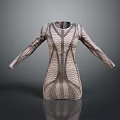 Modern Fitted Long Sleeve Dress With Textured Pattern And Slim Design