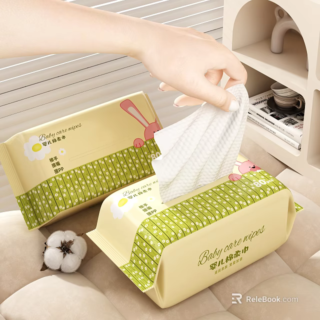 Ultra Soft Baby Cotton Wipes Ideal For Daily Skin Care 3d model 