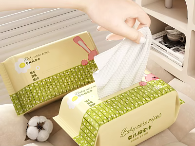 Ultra Soft Baby Cotton Wipes Ideal For Daily Skin Care 3d model
