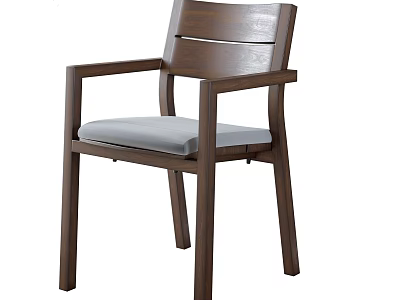 Modern Wooden Frame Leisure Chair With Armrest And Gray Cushion 3d model