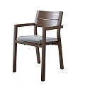 Modern Wooden Frame Leisure Chair With Armrest And Gray Cushion